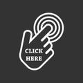 Click here icon. Hand cursor signs. Black button flat vector ill Royalty Free Stock Photo