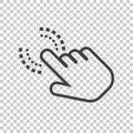 Click here icon. Hand cursor signs. Black button flat vector ill Royalty Free Stock Photo