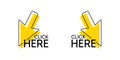 Click here with mouse cursor icon. Click here button with arrow pointer symbol. Vector Royalty Free Stock Photo