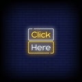 Click Here Neon Signs Style Text Vector Royalty Free Stock Photo