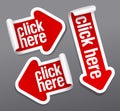 Click here stickers Royalty Free Stock Photo