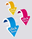 Click here stickers set. Royalty Free Stock Photo