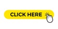 Click here vector web button template yellow bar with hand finger click cursor Royalty Free Stock Photo