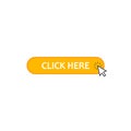 Click here web button with arrow cursor, Vector icon isolated on white Royalty Free Stock Photo