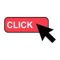 Click here web button, internet flat pointer design, press link vector illustration Royalty Free Stock Photo