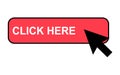 Click here web button, internet flat pointer design, press link vector illustration Royalty Free Stock Photo