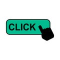 Click here web button, internet flat pointer design, press link vector illustration Royalty Free Stock Photo