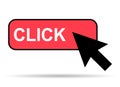 Click here web button with shadow, internet flat pointer design, press link vector illustration Royalty Free Stock Photo