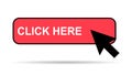 Click here web button with shadow, internet flat pointer design, press link vector illustration Royalty Free Stock Photo