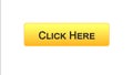 Click here web interface button orange color, browsing web-site, advertising