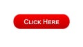 Click here web interface button red color, browsing web-site, advertising