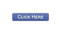Click here web interface button violet color, browsing web-site, advertising