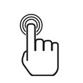 Click icon, finger press, hand click, button, touch vector symbol isolated on white background