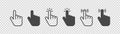 Click icon set. Clicking hand symbol. Finger cursor vector