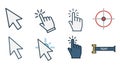 Click Icons Set: Cursor, Hand Pointer, Target, Text Royalty Free Stock Photo