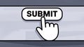 Finger Clicks a White Submit Button on a Grey Background Drawing Royalty Free Stock Photo