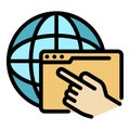 Click internet icon color outline vector Royalty Free Stock Photo
