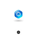 Click internet icon. Switch on symbol in blue hexagon glossy button. Switch on symbol.