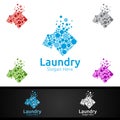 Click Laundry Dry Cleaners Logo with Clothes, Water and Washing Concept