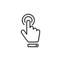 Click line icon. Hand, pointer, mouse, cursor, arrow, index finger, slide, press. Scrolling concept. Glassmorphism style Royalty Free Stock Photo