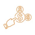 Click, monetize, paid, optimization icon. Orange vector design