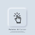 Click mouse pointer icon. Clicking finger icon, cursor. Hand pointer, clicking icons Royalty Free Stock Photo