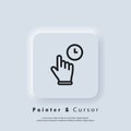Click mouse pointer icon. Clicking finger icon, cursor. Hand pointer, clicking icons. Neumorphic UI UX white user interface web Royalty Free Stock Photo