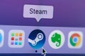 Click and open steam game platform