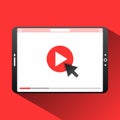 Click play the video here vector thumbnail for opening video background