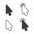 Click pointer icons. Cursor symbols for apps and websites.