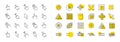 Click pointer line icons. Mouse cursor, hand finger and press here. Design elements. Vector Royalty Free Stock Photo