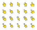 Click pointer line icons. Mouse cursor, hand finger and press here. Vector Royalty Free Stock Photo