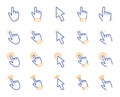 Click pointer line icons. Mouse cursor, hand finger and press here. Vector Royalty Free Stock Photo