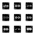 Click and selection icons set, grunge style