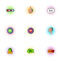 Click and selection icons set, pop-art style