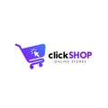 click shop logo icon design. online shop logo design template