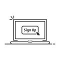 Click on sign up button on linear laptop