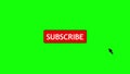 Click on the subscribe youtube button on a green background. Abstract 3d render background. Cursor arrow rectangular Royalty Free Stock Photo