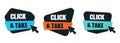 Click and take on speech bubble. Vector