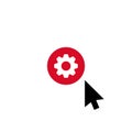 Click vector icon, cursor symbol with settings sign. Cursor arrow icon and customize, setup, manage, process symbol