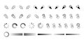 Clickable arrow icons highlighting interaction. Pointing hand clicks and waiting loading icons