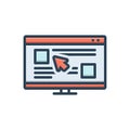 Color illustration icon for Clickable, browser and pointer