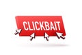 Clickbait red button. Hand click icon symbol. Cursor arrows, push button. Vector stock illustration. Royalty Free Stock Photo