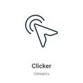 Clicker outline vector icon. Thin line black clicker icon, flat vector simple element illustration from editable cursor concept Royalty Free Stock Photo