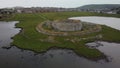 Clickimin Broch, Shetland, Scotland.4K Aerial drone video