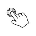 By clicking the finger icon, the hand points to the vector. Pointer click. Cursor arrow icon. Clicking a computer mouse Royalty Free Stock Photo