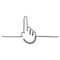 Clicking hand linear icon handdrawn doodle style