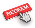 Clicking a redeem button, 3d render