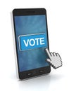 Clicking the vote button on a smartphone, 3d render Royalty Free Stock Photo