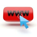 Clicking the www button with a cursor icon for website access and internet navigation Royalty Free Stock Photo